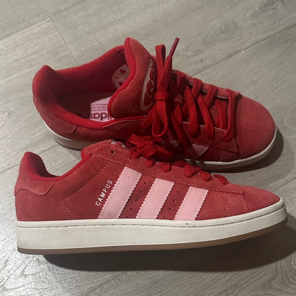 Adidas Campus Better Scarlet/Clear Pink suede sneakers
